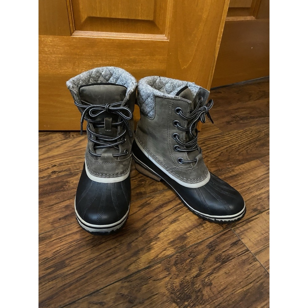 Sorel Slimpack Womens II Lace Up Duck Boots Quarry Black Size 7.5 Winter Snow